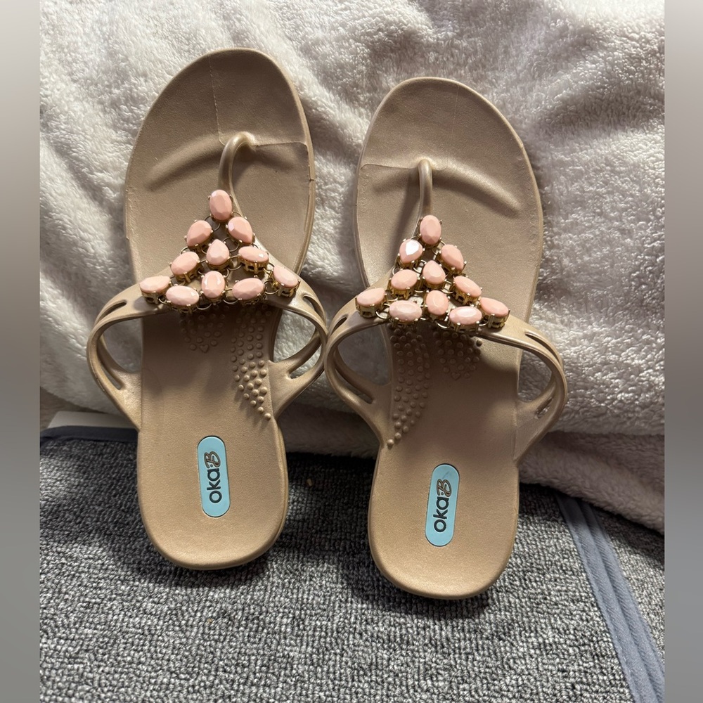 Okab Women's Sandals - Pink and Tan